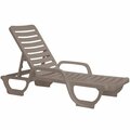 Grosfillex 44031081 Bahia French Taupe Stacking Adjustable Resin Chaise - 6/Pack, 6PK 38344031081PK